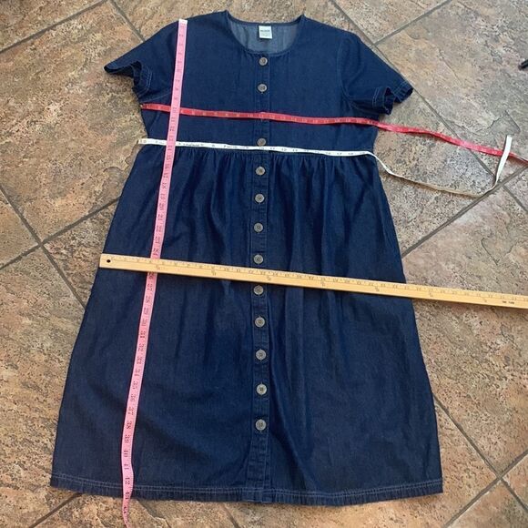 Blair Petite Large Denim 💯% Cotton Scoop Neck Short Sleeve  Button Front Dress - Picture 8 of 9